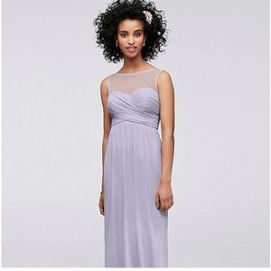 David’s Bridal mesh shoulder floor length dress. Size 16. Color Iris
